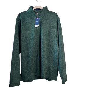 Izod Men’s Green Pullover Sweater Large Long Sleeves Casual Classic Knit Zip‎ Up